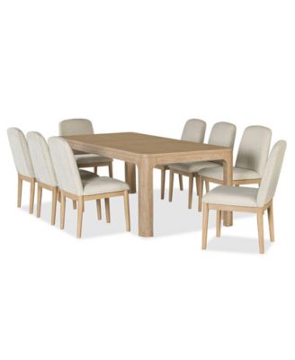 Marcel 9-Pc. Wood Rectangular Table and Upholstered Side Chairs Dining Set