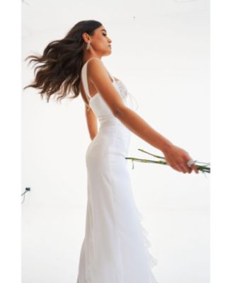 Women's Freddie White Lace Satin Maxi Corset Dress