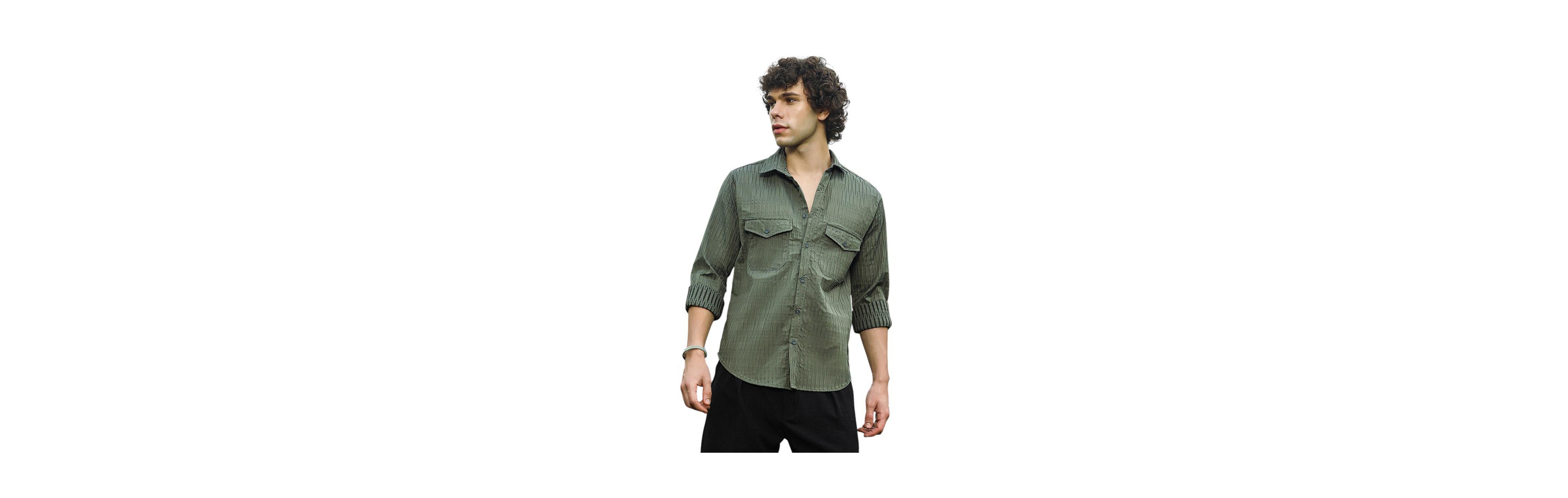 Campus Sutra Men's Crimp-Tactile Utility Shirt