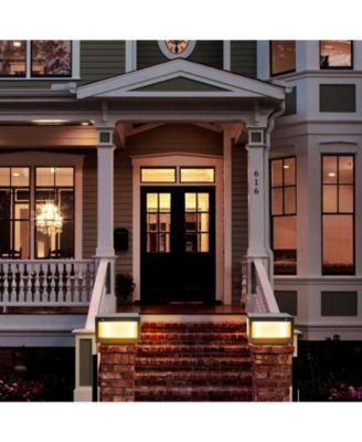 12" Black Solar Powered LED Post Cap Light, Modern Outdoor LED Fence Light for Pathways, Decks, and Patios (2-Pack