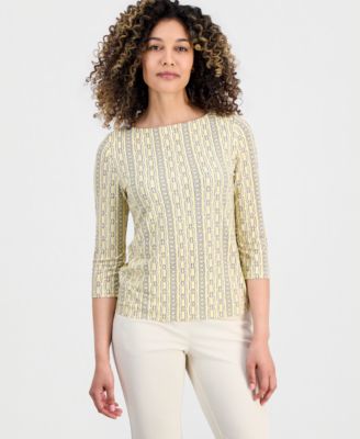 Petite Printed 3/4-Sleeve Top