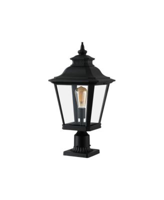 21"(H) 1-Pack Outdoor Post Lantern Light – Vintage Black Metal & Clear Glass Pillar Lamp for Garden, Gate, Driveway, and Pathway Lighting