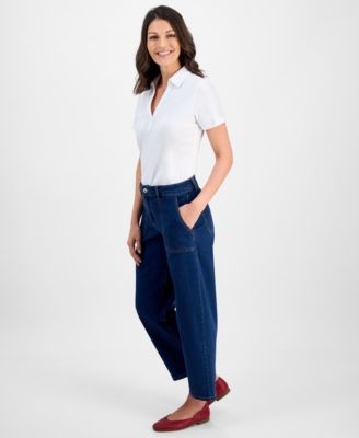 Women's Utility-Pocket Barrel Jeans