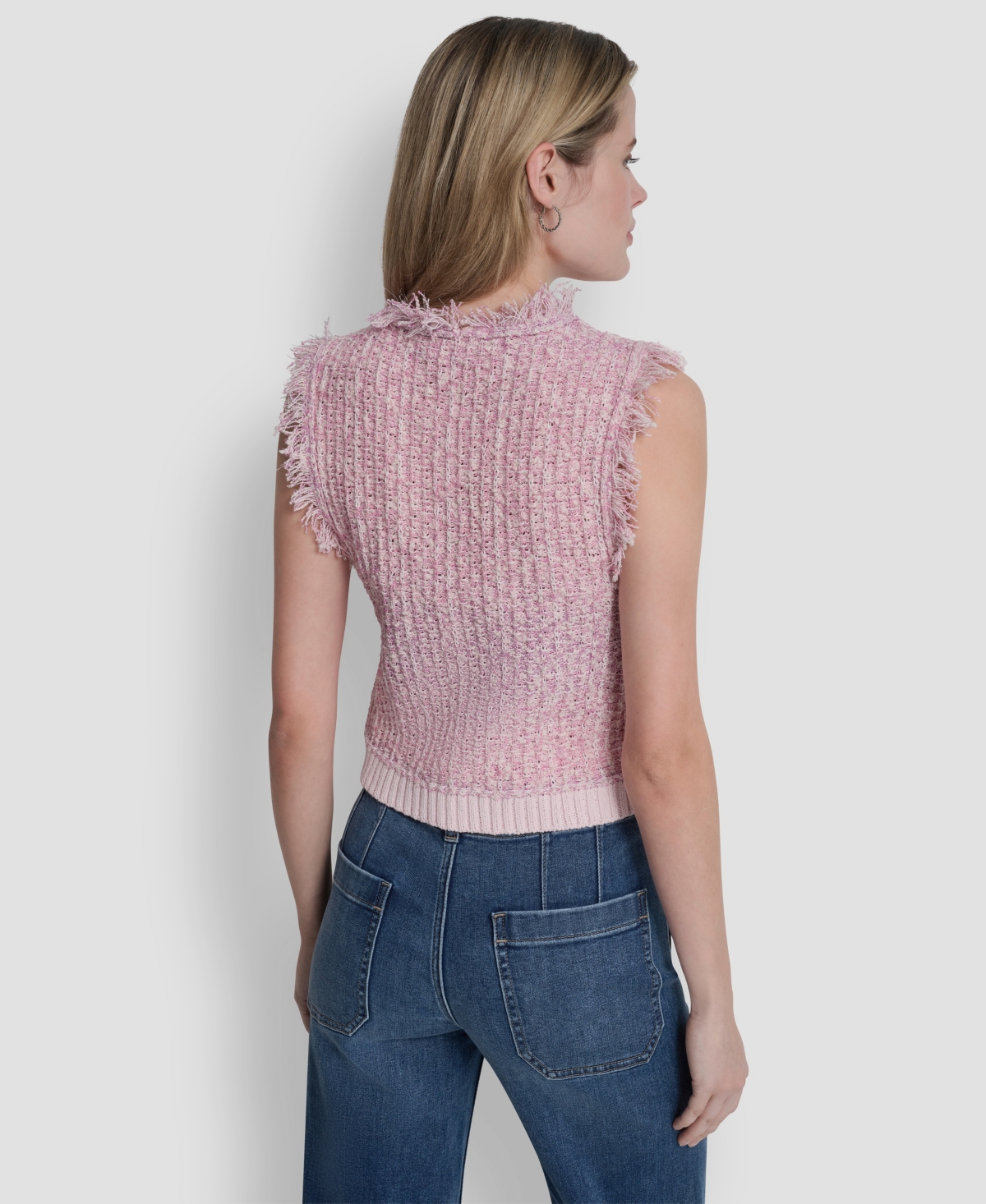 Dkny Jeans Women's Sleeveless Fringe Trimmed Sweater