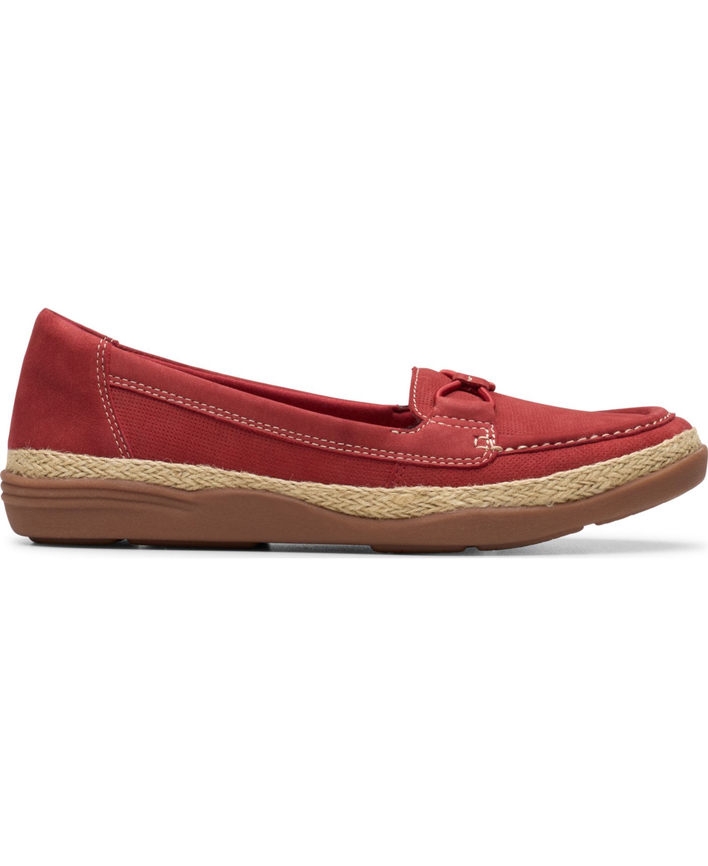 Женские туфли Clarks Elaina Milly без застёжки на плоской подошве, цвет: Красный нубуковый — фото 2