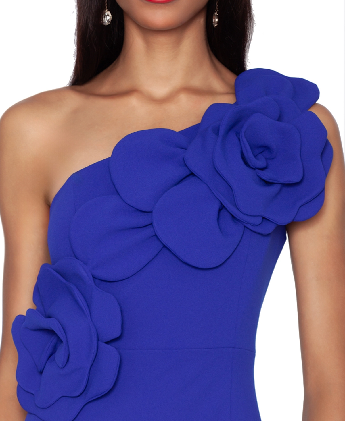 White Tie by Shani Women's One-Shoulder Floral Detail Gown