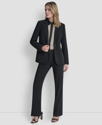 Women's Newspaper-Print One-Button Blazer