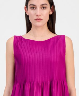 Women's Silk Pleated Sleeveless Dress