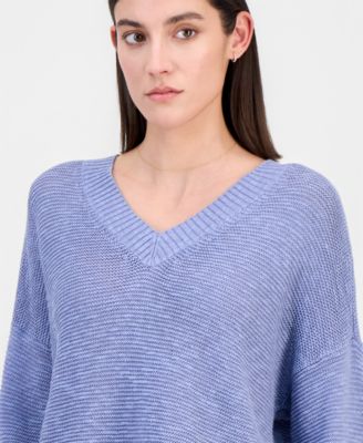 Women's Cotton & Linen V-Neck Sweater