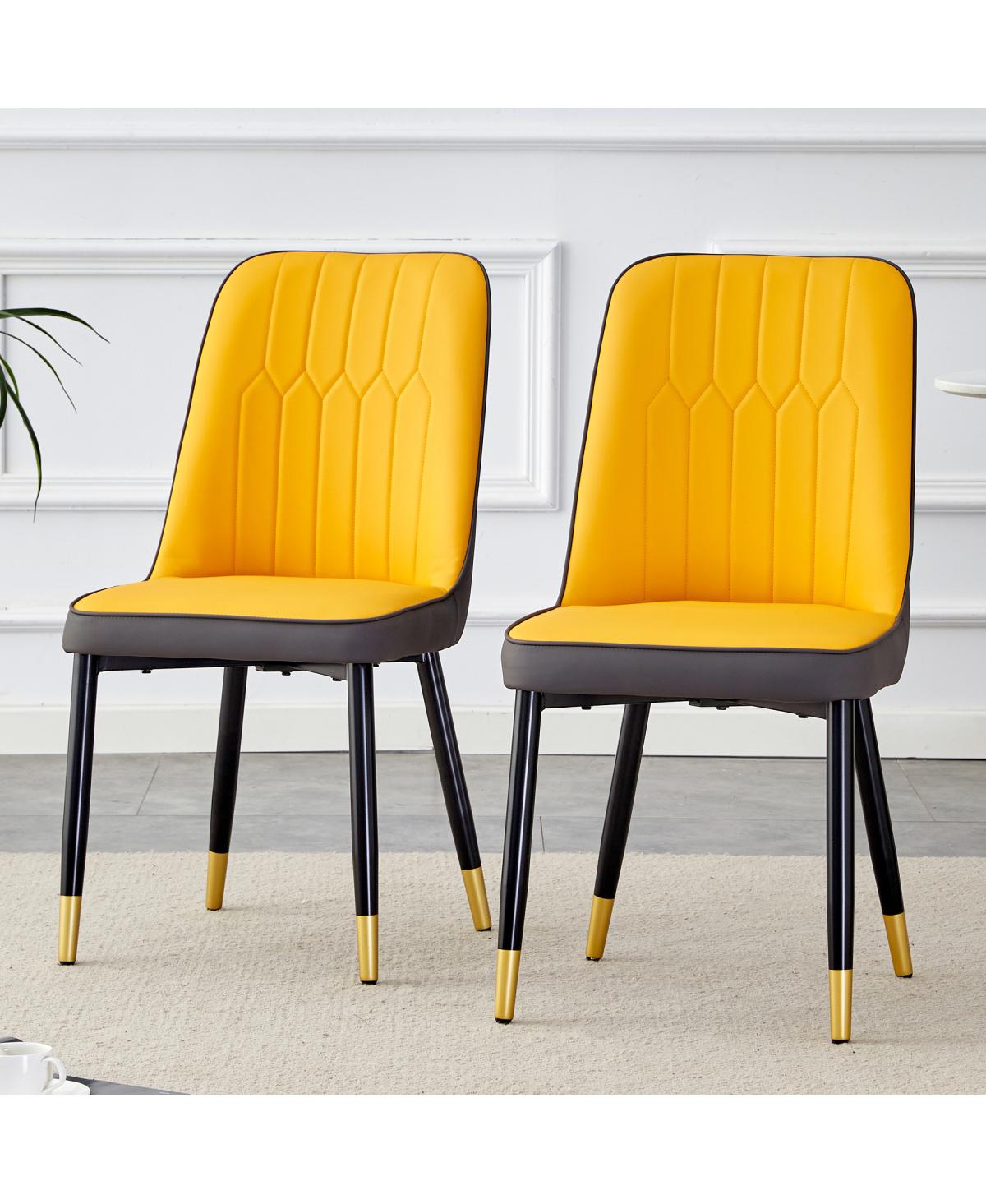 Streamdale Furniture Modern Pu Leather Dining Chair with Metal Legs