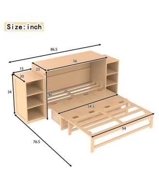 Murphy bed with storage drawers & shelves. Golden