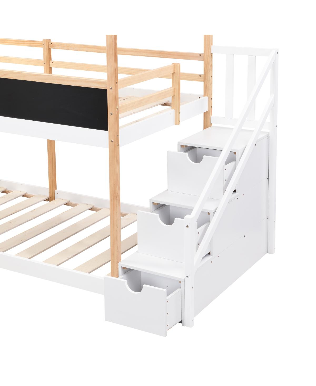 Streamdale Furniture Twin over Twin Bunk Bed House Bed with Storage Ladder Platform Bed