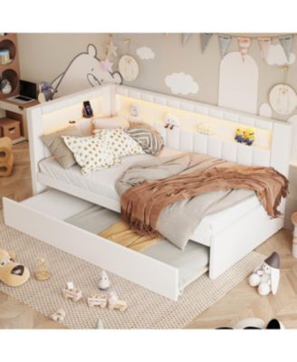 Twin Platform Bed with USB & LED Trundle