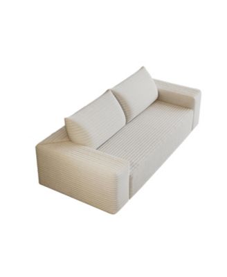 63" Corduroy Deep Seat Sofa - White