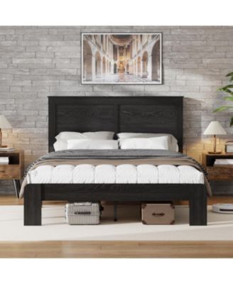 Queen Wood Platform Bed Frame - Noise Free, Easy Assembly, Under Bed Storage
