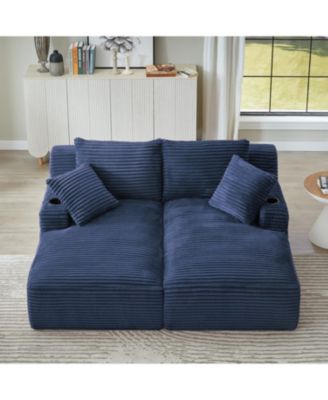 Compressible Double Chaise Lounge Sleeper Loveseat