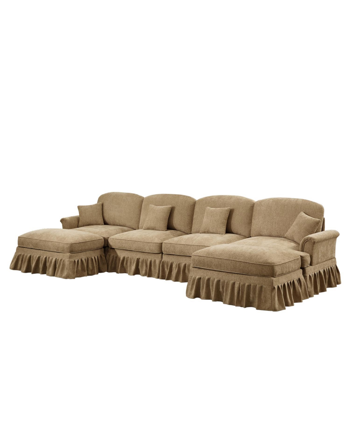 Streamdale Furniture Classic U Shape Sectional Sofa with Ottomans - Light Coffee