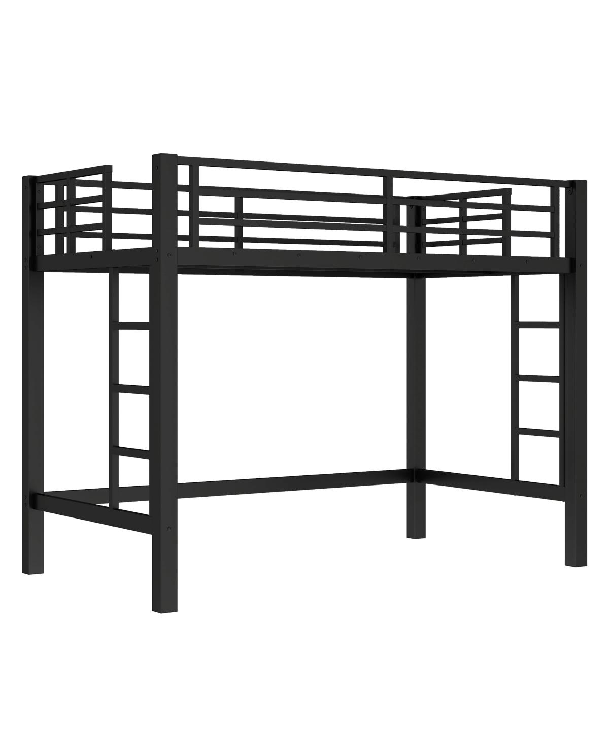Streamdale Furniture Metal Loft Bed with Ladder and Guardrails