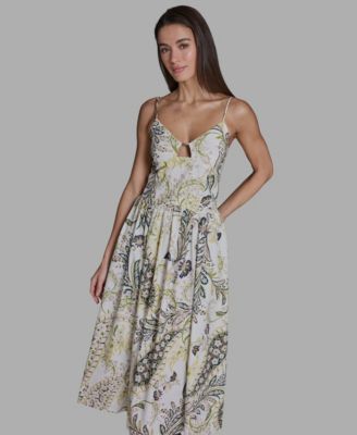 Women's Paisley Spaghetti Strap Midi Dress