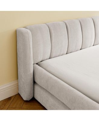 King Size Chenille Upholstered Bed Frame with Headboard - (88"87"23")