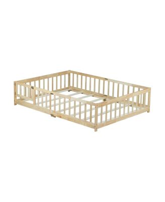 Floor Bed with Fence and Door, Rubber Wood