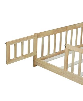 Floor Bed with Fence and Door, Rubber Wood
