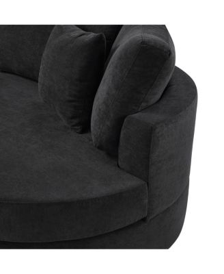 3-seater 129" Curved Upholstered Sofa Couch, Dark Gray