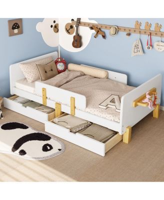 Platform Bed with Storage, Solid Wood Frame, No Box Spring Needed