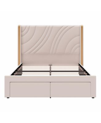 Bed Frame with Storage Wingback Headboard
