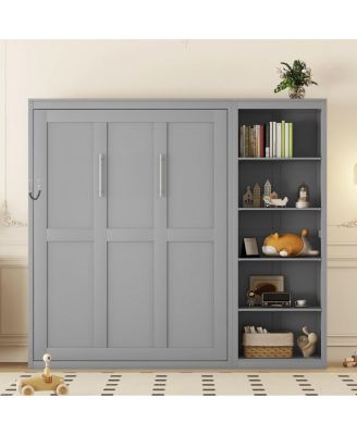 Queen Size Murphy Bed Wall Bed with Shelves