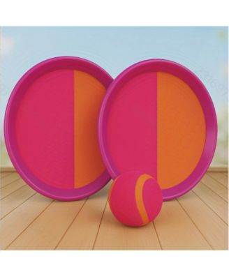 Outdoor Kids Toss & Catch Ball Set – Velcro Paddles with 6 Sticks + 3 Balls – Backyard, Beach & Yard Game Toys for Ages 3-12