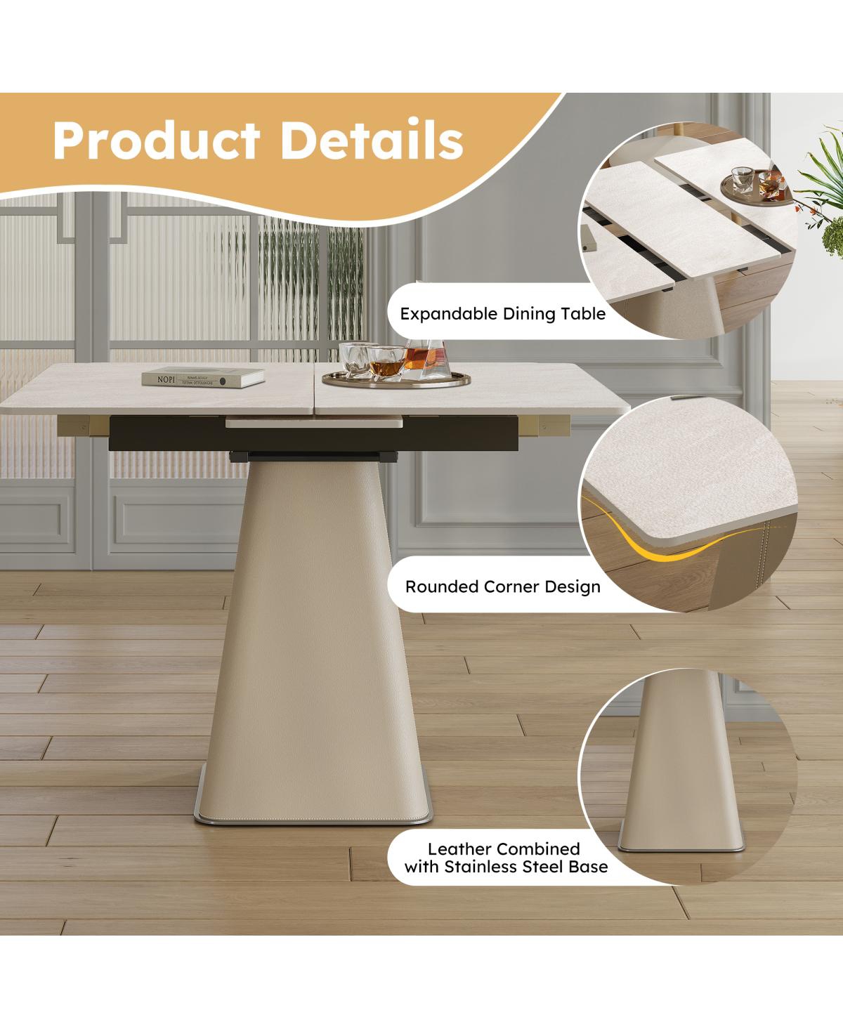 Streamdale Furniture Retractable Rock Slab Folding Dining Table