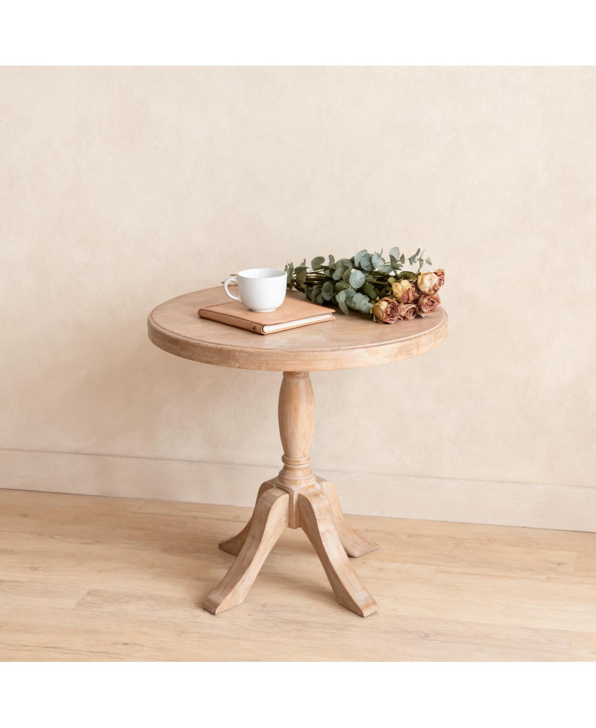 Streamdale 23.6" Round Wooden End Table, 2 Heights Available, Natural