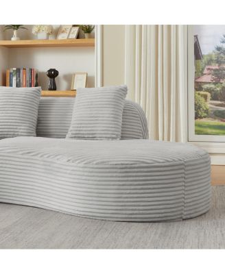 Contemporary Corduroy Curved Sectional Sofa with Scatter Cushions - No Assembly Required