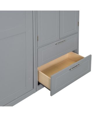 Wall Murphy Bed with Cabinet, Shelves & Wardrobe