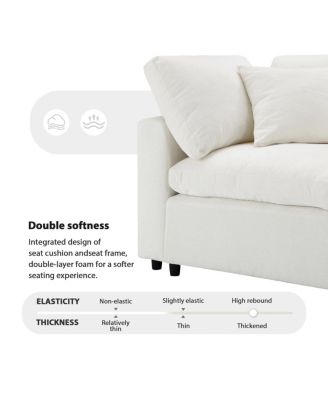  130" Modular Cloud Sofa Bed, 6-Seat Chenille Sectional Couch with Ottoman & Ottoman