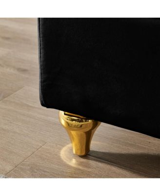  Modern Upholstery Chaise Lounge Chair with Storage Velvet (Black