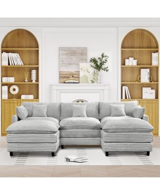  Seven-piece sofa set with console, coffee table & pillows for spacious rooms