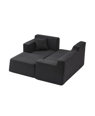  Modern minimalist L-shaped corduroy high back sofa