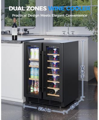 24-in 21Bottles/88cans Black Built-in/Freestanding Indoor Beverage Refrigerator with Glass Door