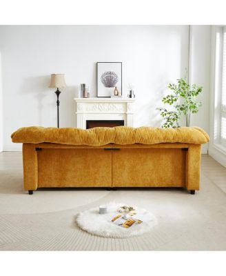  Yellow 94.8" Chenille Modern Comfort Deep Seat Sofa