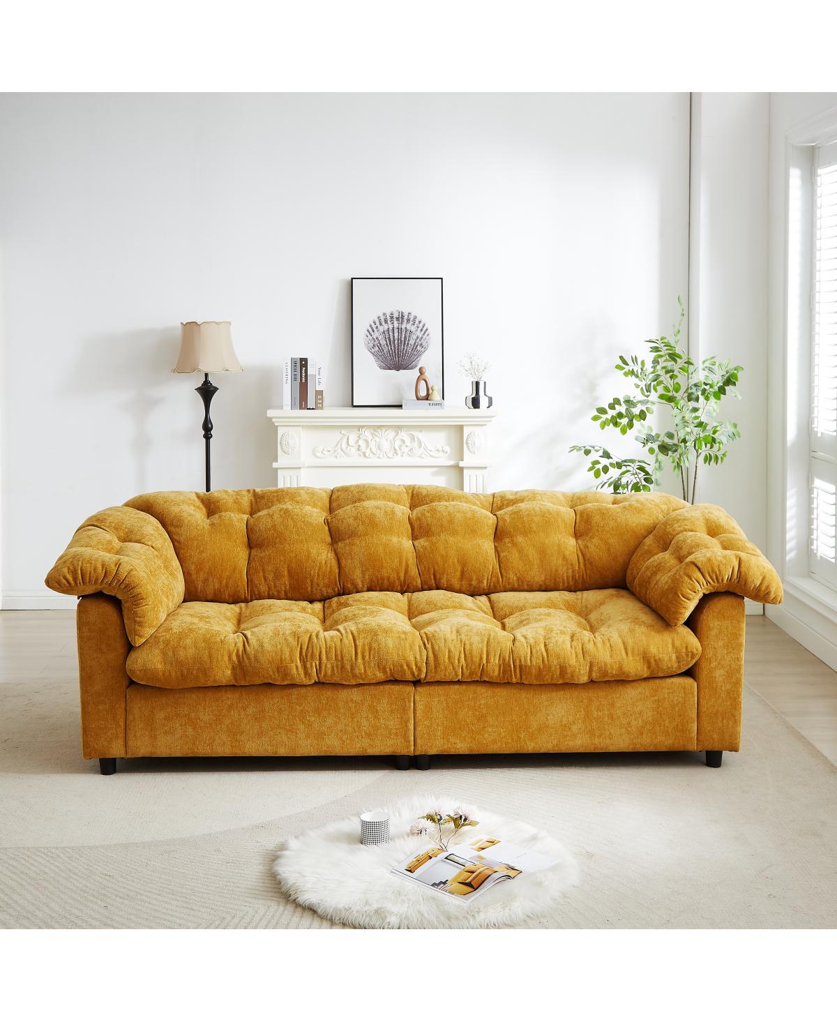 Streamdale Furniture Yellow 94.8" Chenille Modern Comfort Deep Seat Sofa