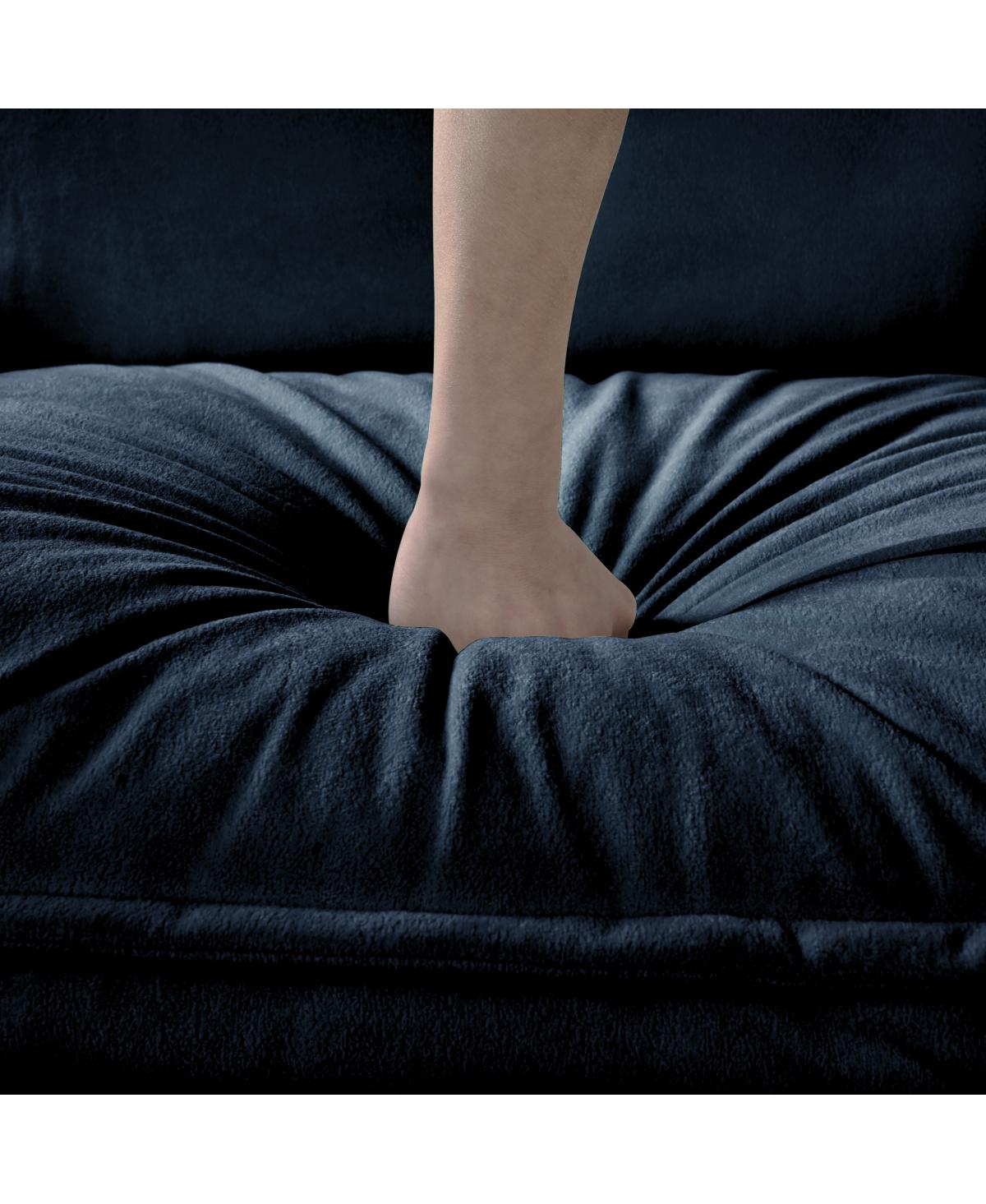 Streamdale Furniture Oversized 41.73" Chenille Armchair with Toss Pillow, Modern Modular Reading Chair, Blue