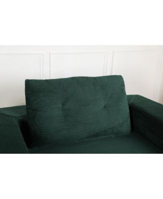  Compression Human Dog Sofa Bed for Adult & Pets, Modern Floor Couch with Pillow, Dark Green