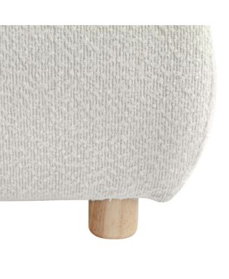 King Size White Boucle Upholstered Platform Bed with Removable Pillow Headboard