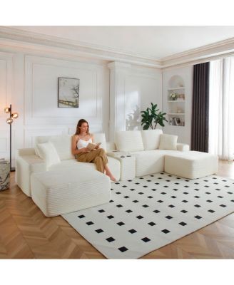 150" Oversized Cloud Couch with Cup Holders & USB Ports