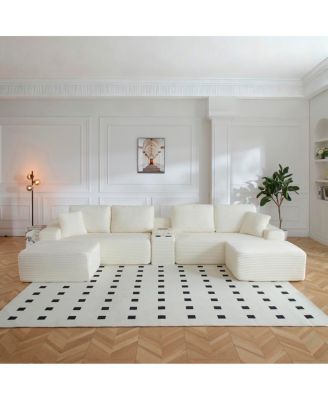 150" Oversized Cloud Couch with Cup Holders & USB Ports