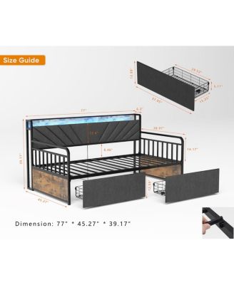Twin Daybed with Drawers and Charging Station