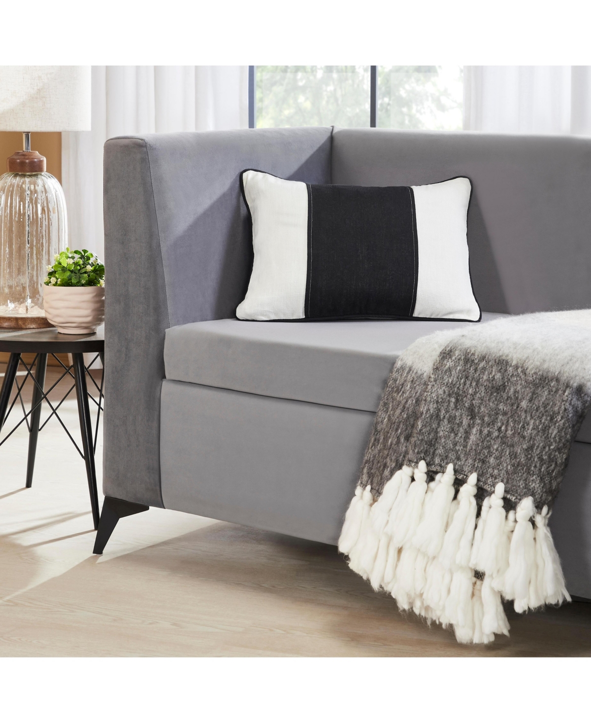 Ihi Home Linen Stripe Pillow, 14"x 20"