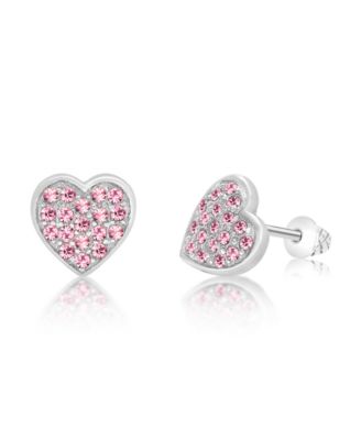 Girls /Girl/Heart Multi-color Crystal White Gold Palladium Plating Screwstud Earring